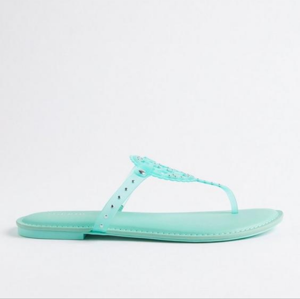 Torrid extra width t-strap jelly sandal, 9ww, mint blue - Picture 3 of 8